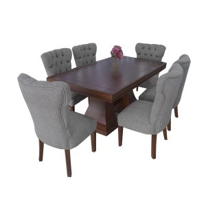 COMEDOR MG CAPITONEADO 6 SILLAS TAPIZ